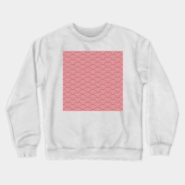 Japanese Fish Scales / Waves Mask Design - Red Version Crewneck Sweatshirt by DriXxArt